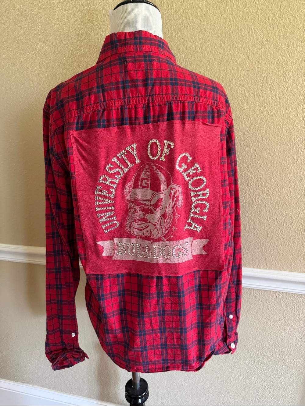 University of Georgia Bulldogs Studded Rhinestone Flannel Gameday Shirt - S